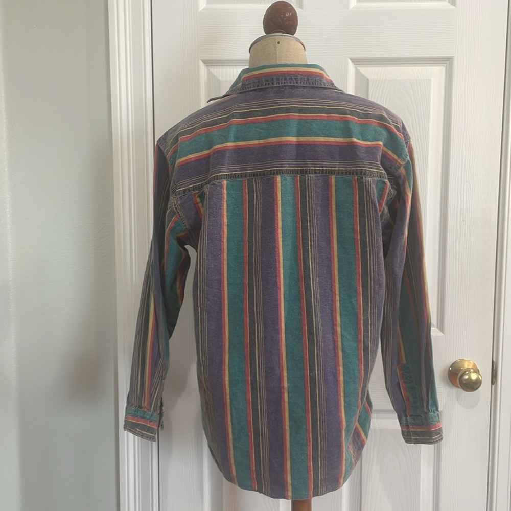 Vintage 90s Clementine striped shirt pocket 100% cotton multicolored women’s S - Picture 6 of 9